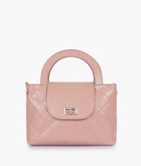 RTW Creation - Baby pink flap quilted bag with top handle