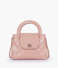 RTW Creation - Baby pink flap quilted bag with top handle
