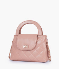 RTW Creation - Baby pink flap quilted bag with top handle
