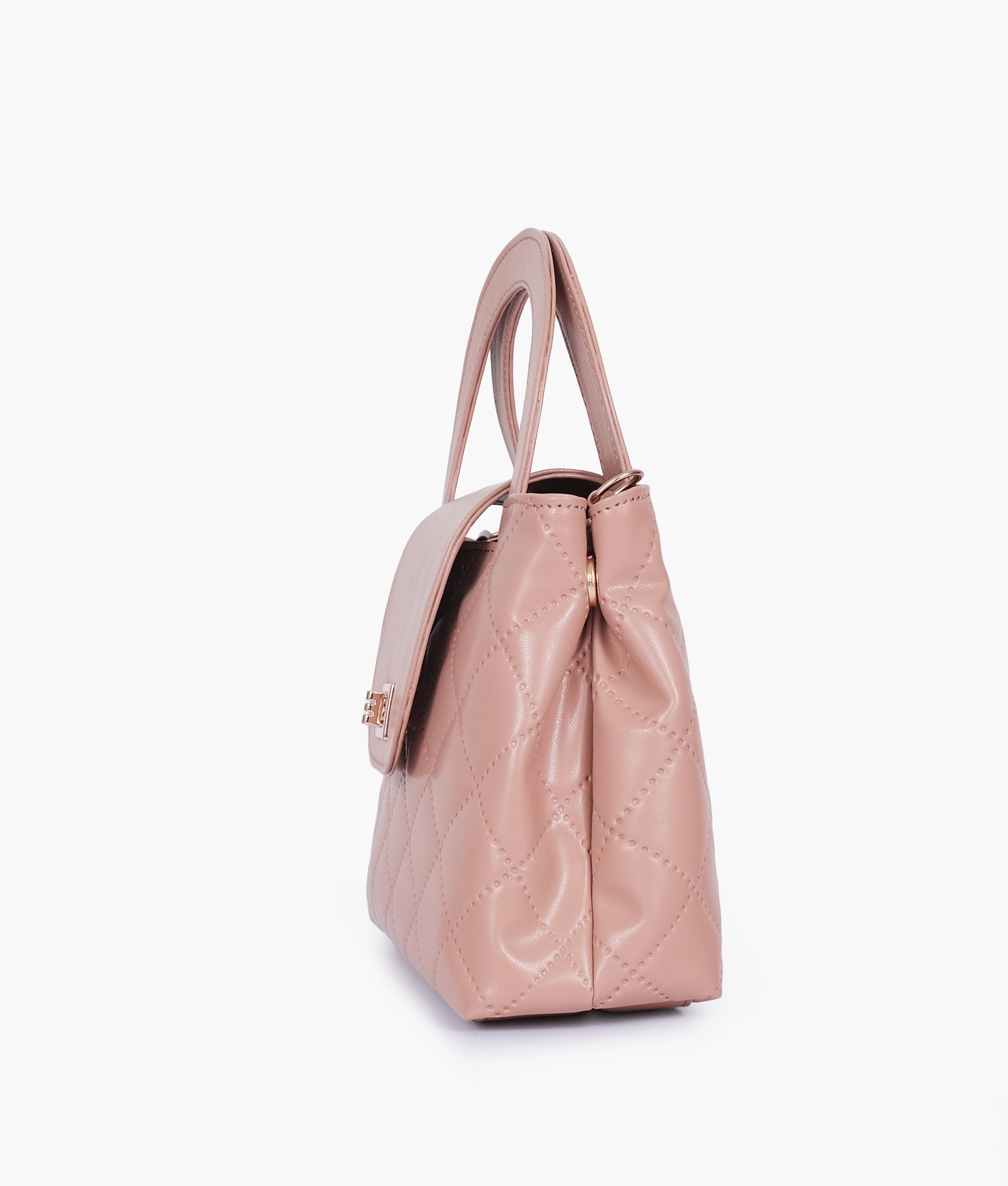 RTW Creation - Baby pink flap quilted bag with top handle