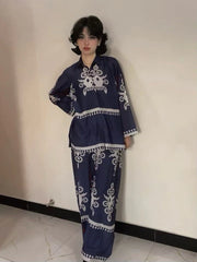 Urban Cut Navy Blue Printed Co-Ord Set