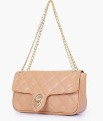 RTW Creation - Beige quilted small shoulder bag with chain