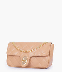 RTW Creation - Beige quilted small shoulder bag with chain