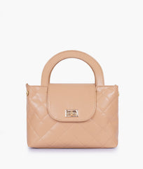 RTW Creation - Beige flap quilted bag with top handle