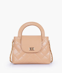 RTW Creation - Beige flap quilted bag with top handle
