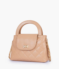RTW Creation - Beige flap quilted bag with top handle