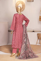 Bin Saeed Stitched 3 Piece Exclusive Printed Frock-LSM-2976-MAROON