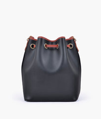 RTW Creation - Black and rust bucket bag with zipper pocket