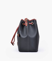 RTW Creation - Black and rust bucket bag with zipper pocket
