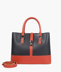 RTW Creation - Black and rust multi-compartment shoulder bag