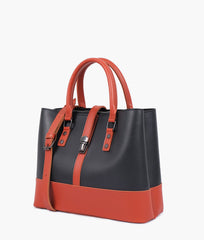 RTW Creation - Black and rust multi-compartment shoulder bag