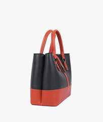 RTW Creation - Black and rust multi-compartment shoulder bag