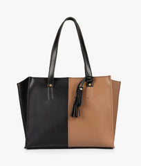 RTW Creation - Tan and black over the shoulder tote bag