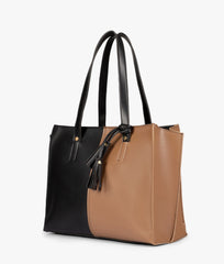 RTW Creation - Tan and black over the shoulder tote bag