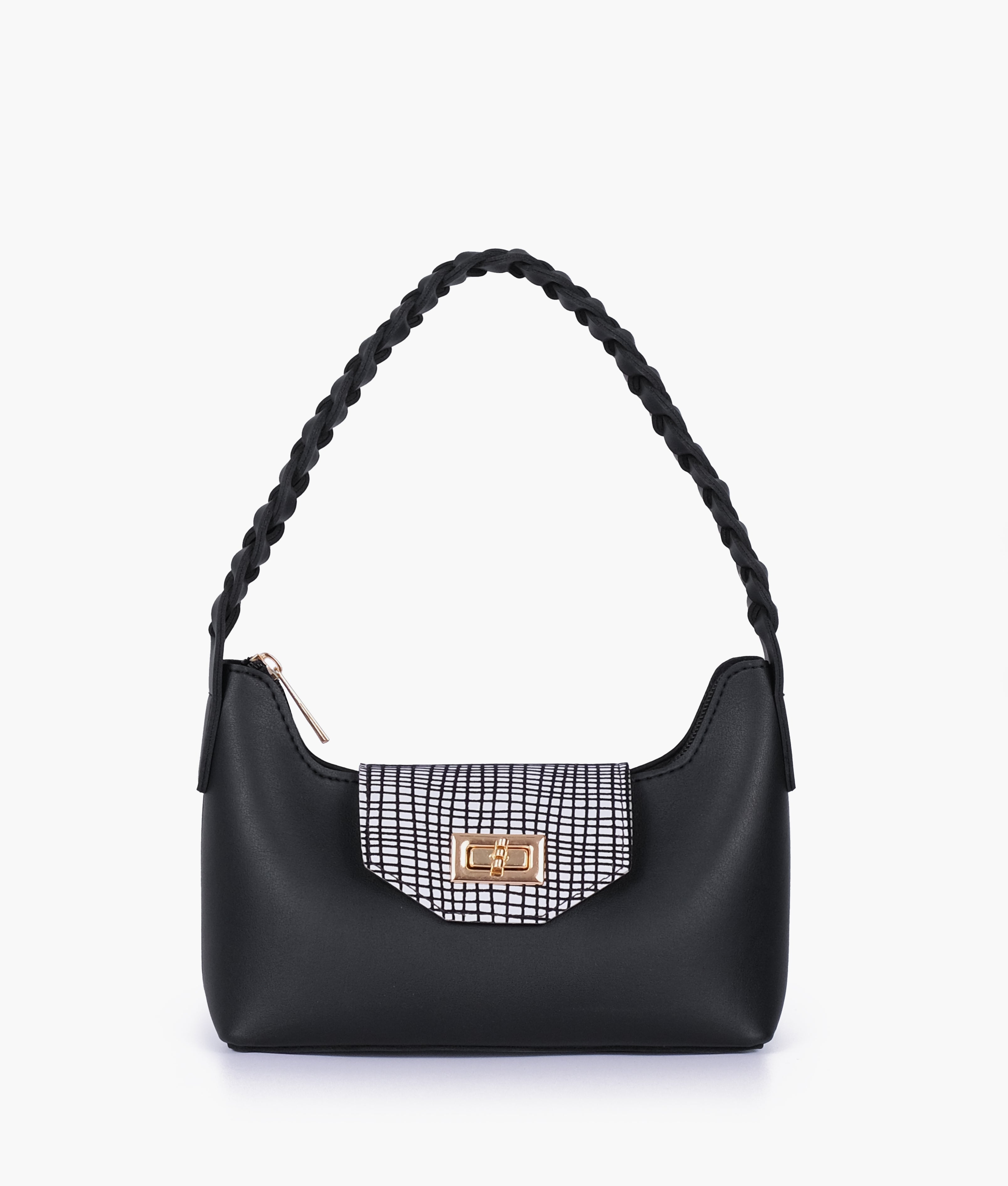 RTW Creation - Black and white purse with braided strap