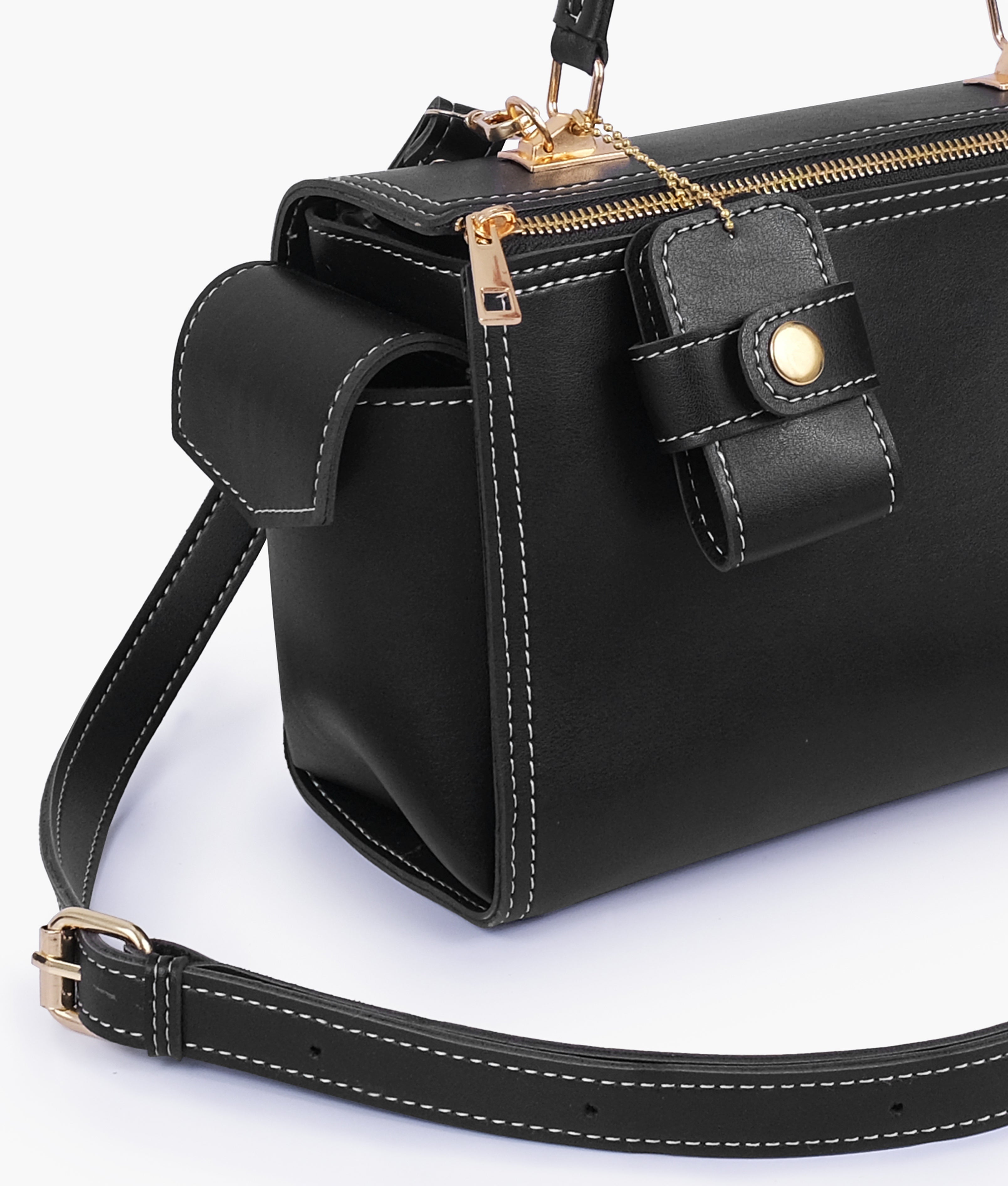 RTW Creation - Black bowling bag with top-handle