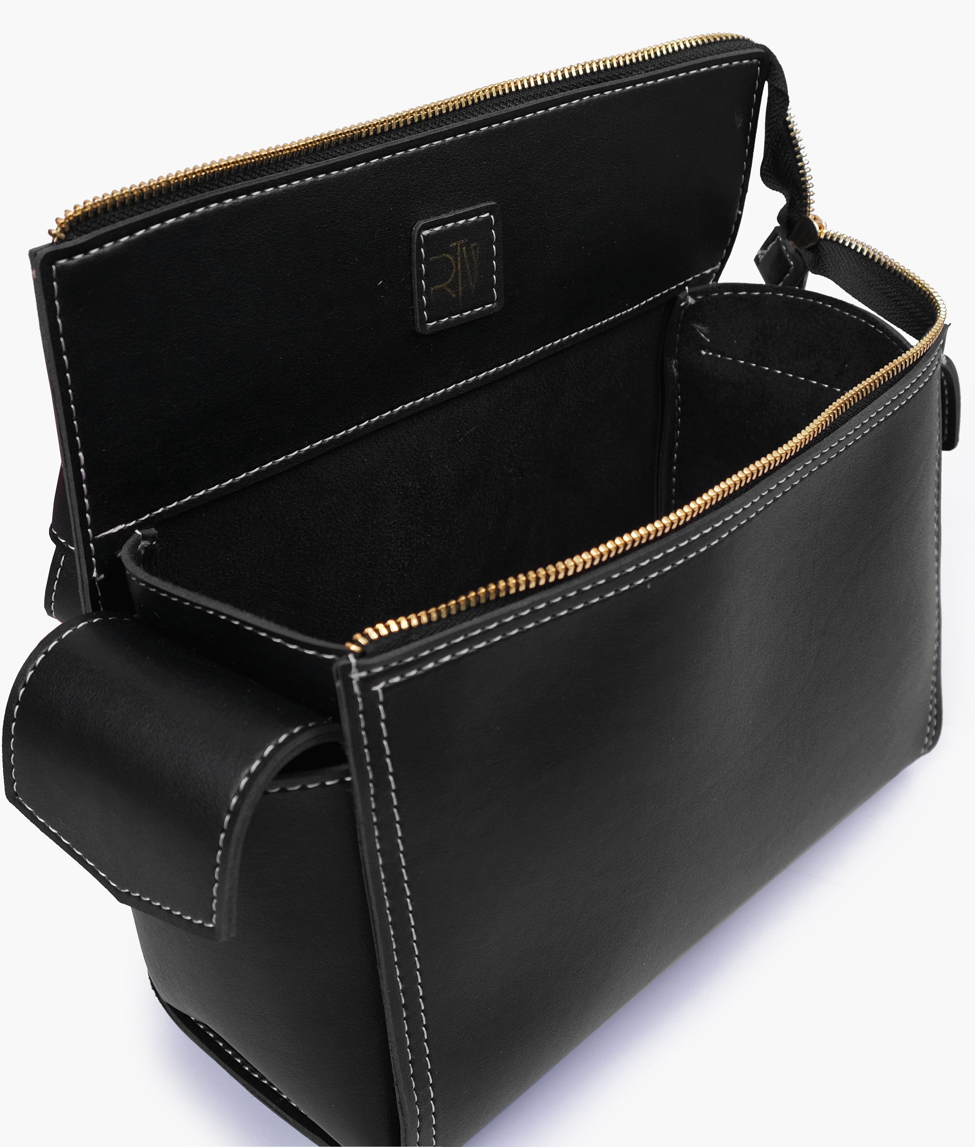 RTW Creation - Black bowling bag with top-handle