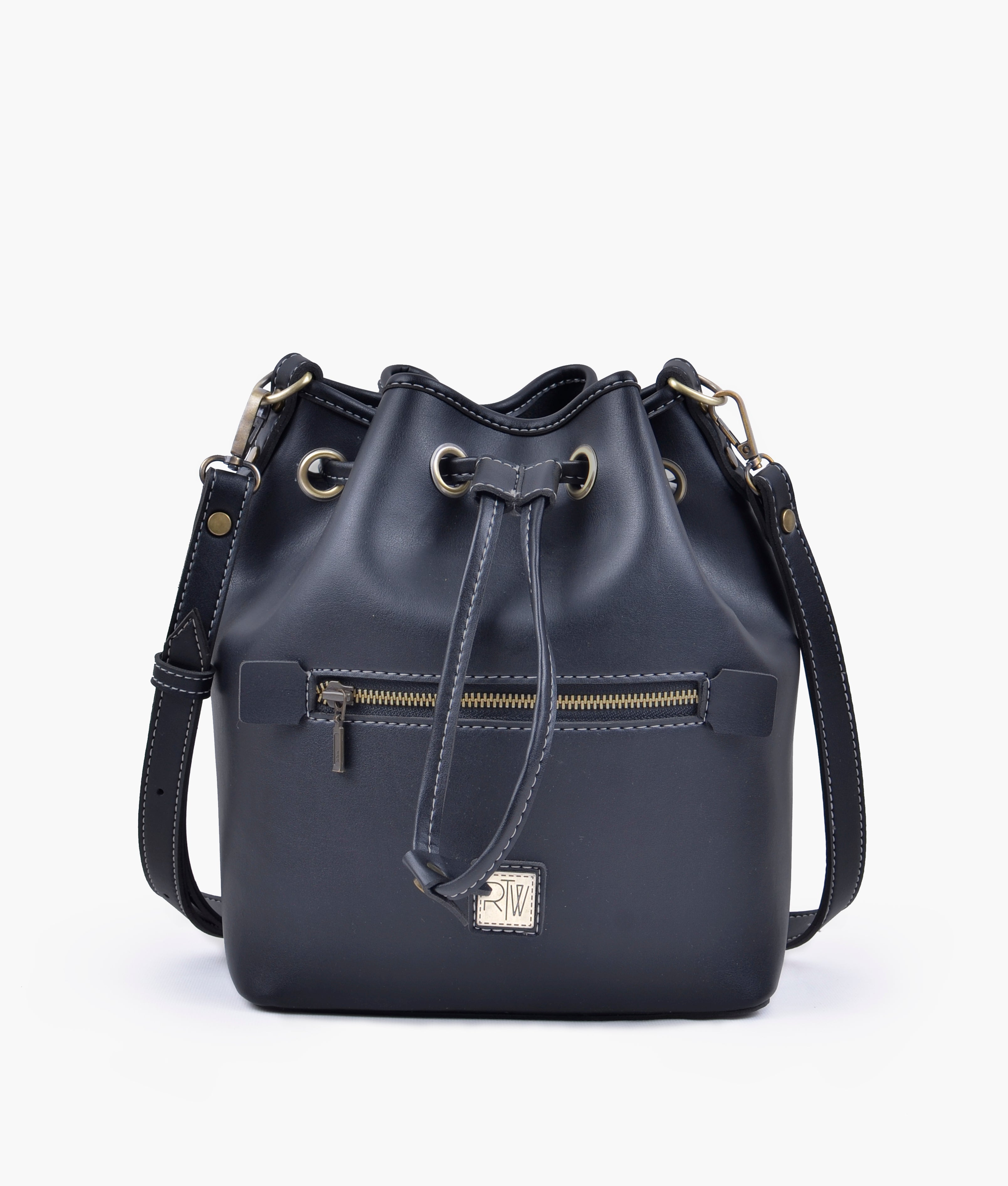 RTW Creation - Black bucket bag with zipper pocket