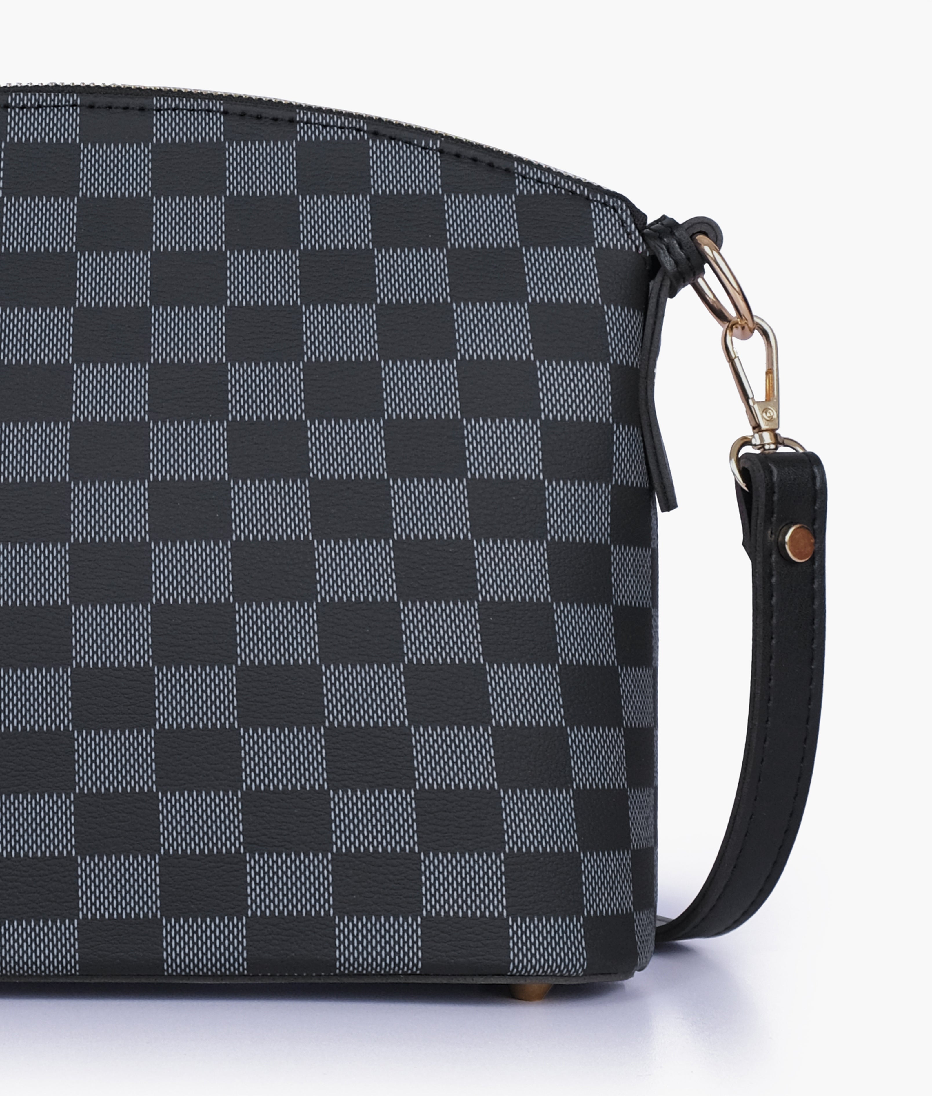 RTW Creation - Black checkered dome cross-body bag