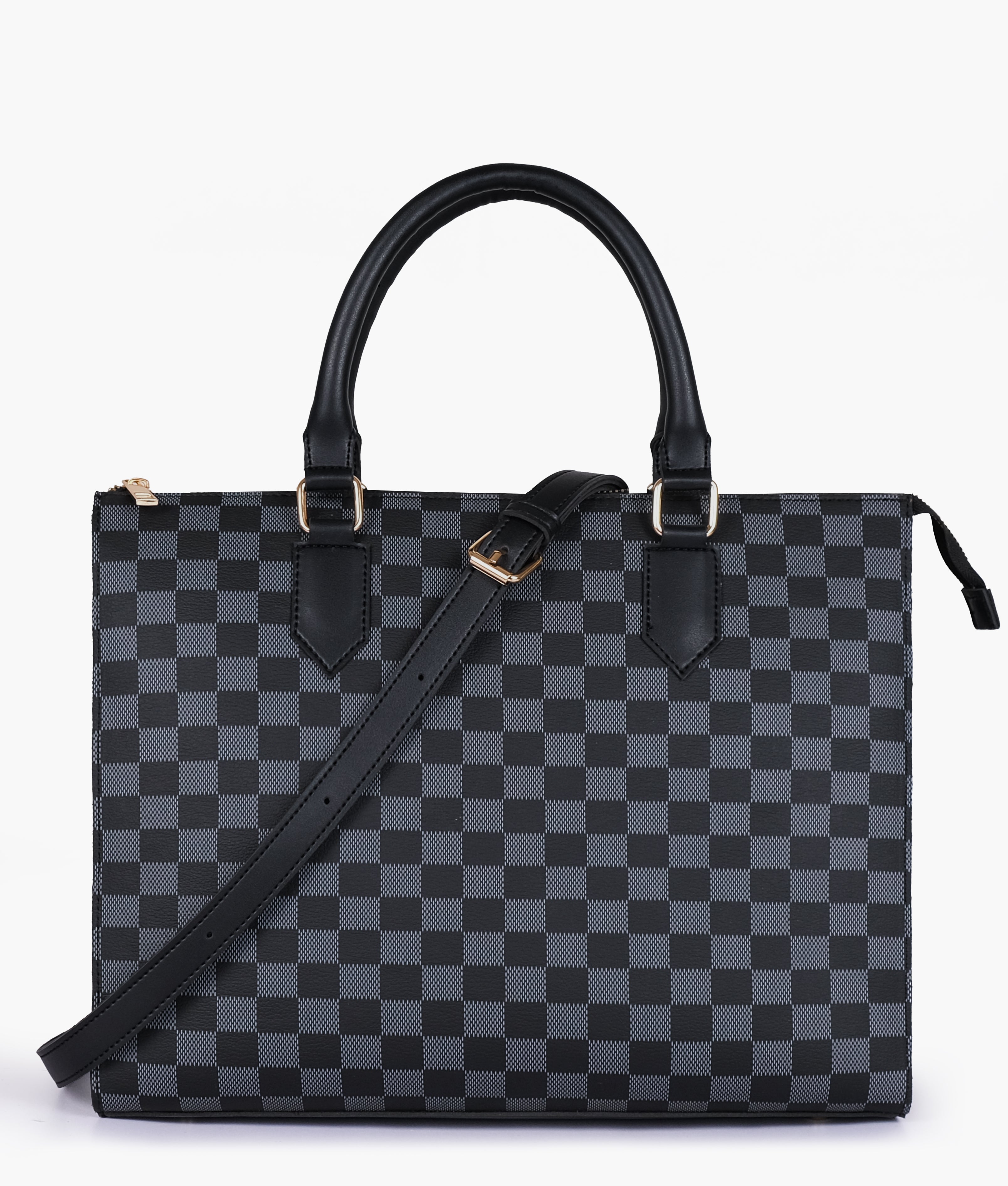 RTW Creation - Black checkered on-the-go handbag