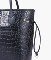 RTW Creation - Black crocodile neverfull tote bag