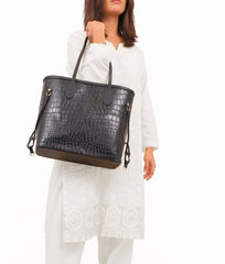 RTW Creation - Black crocodile neverfull tote bag