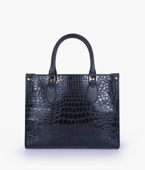 RTW Creation - Black on-the-go crocodile handbag