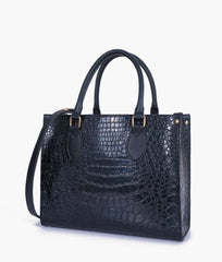 RTW Creation - Black on-the-go crocodile handbag