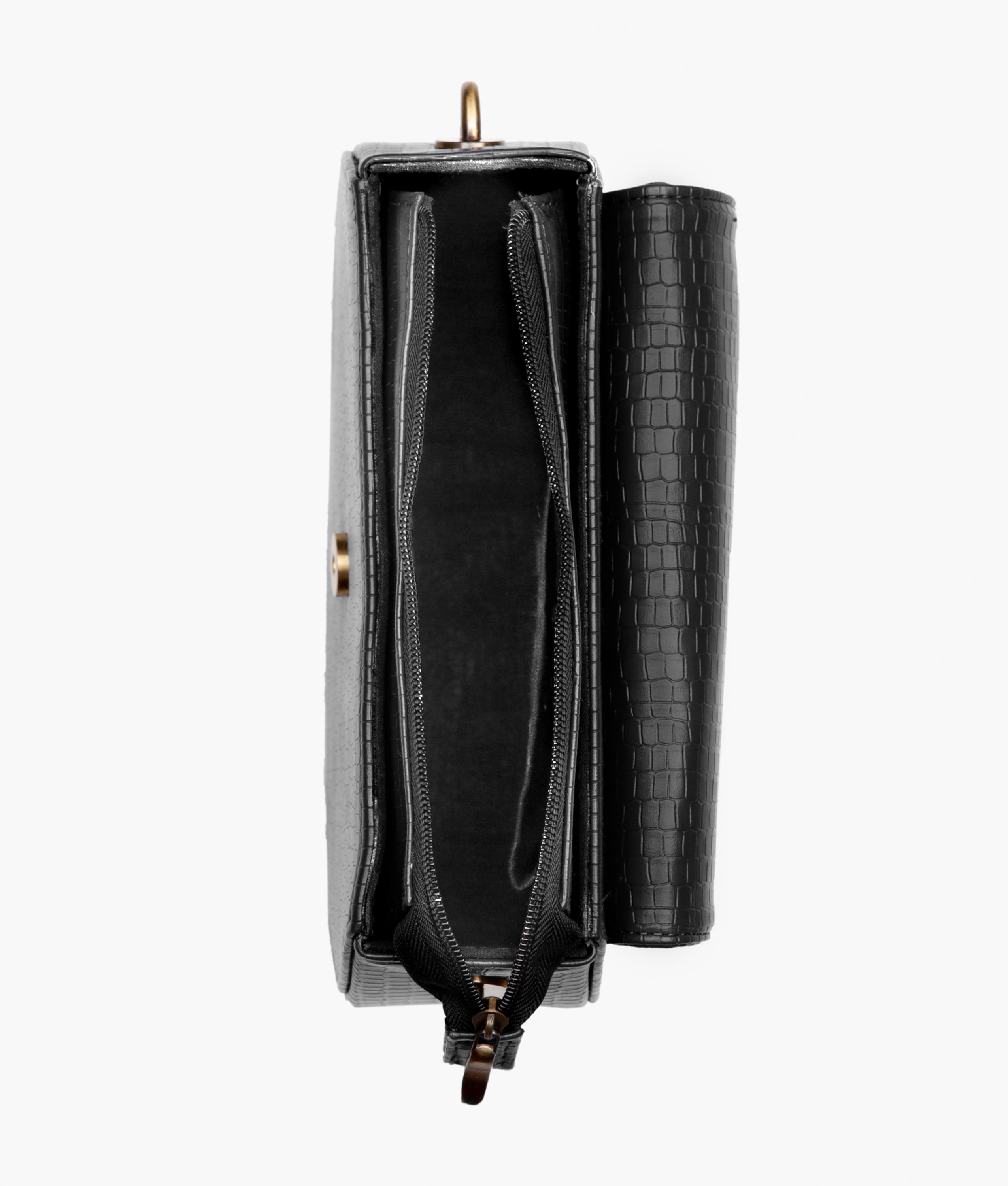 RTW Creation - Black crocodile saddle bag