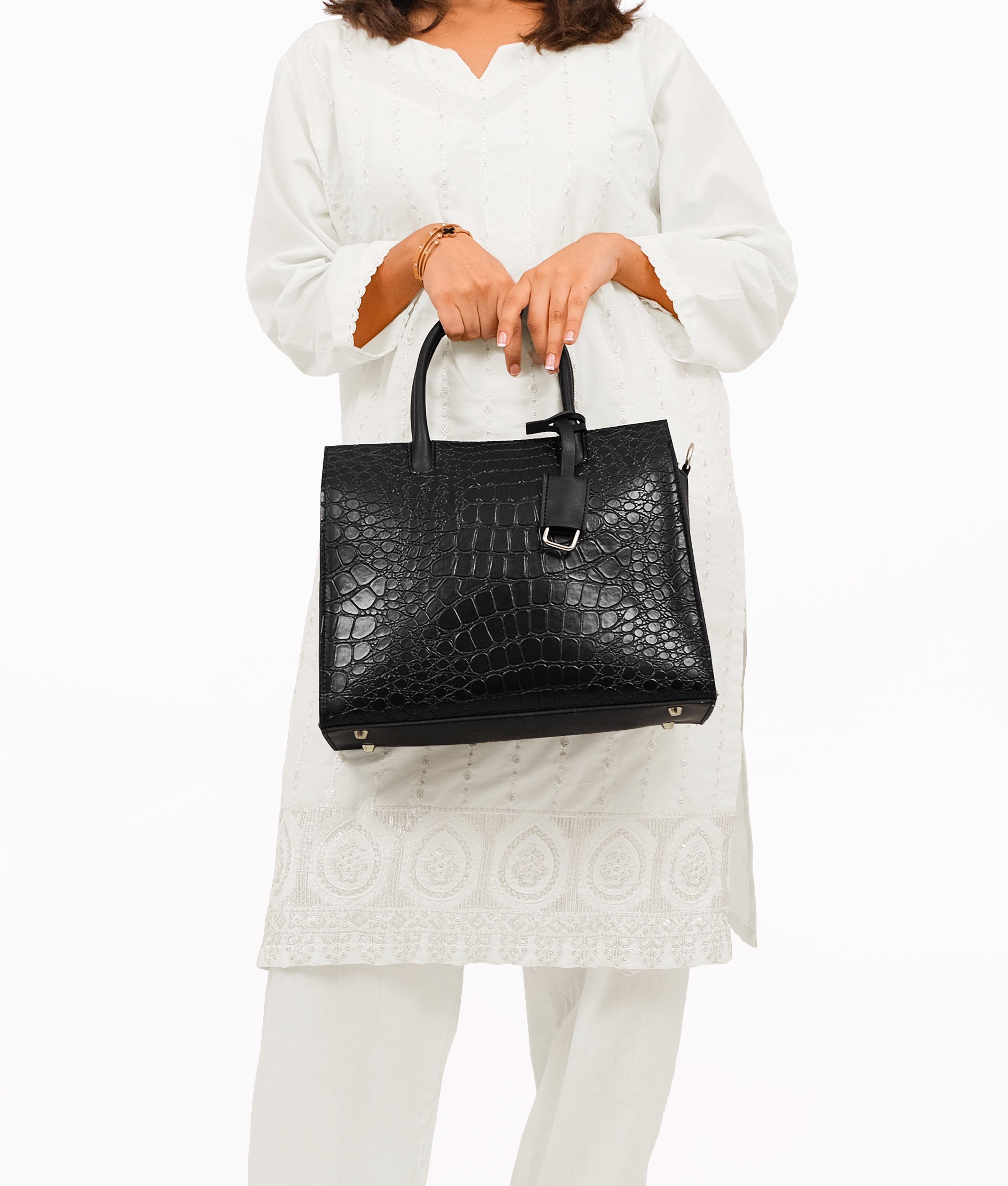 RTW Creation - Black crocodile vintage handbag