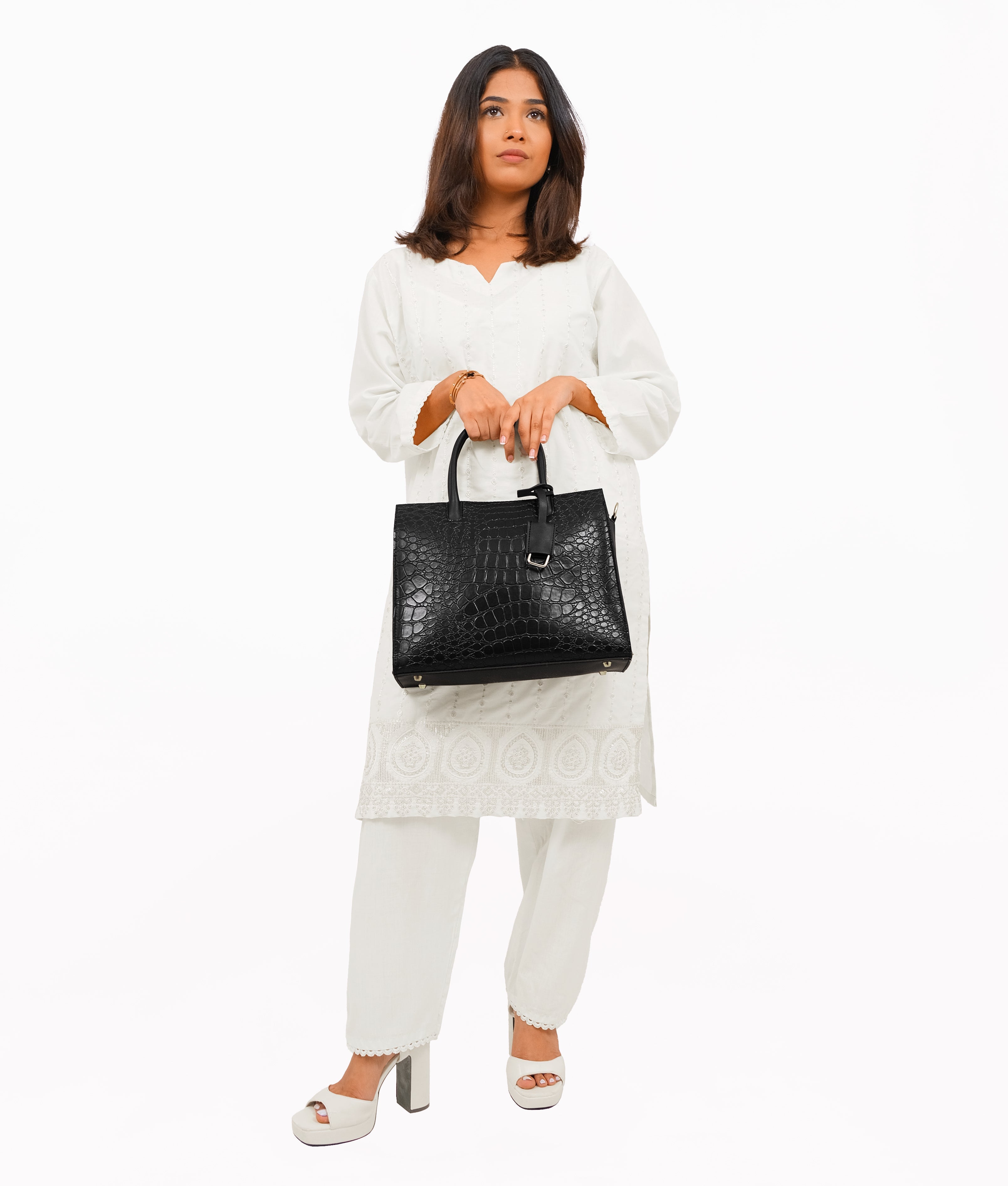 RTW Creation - Black crocodile vintage handbag