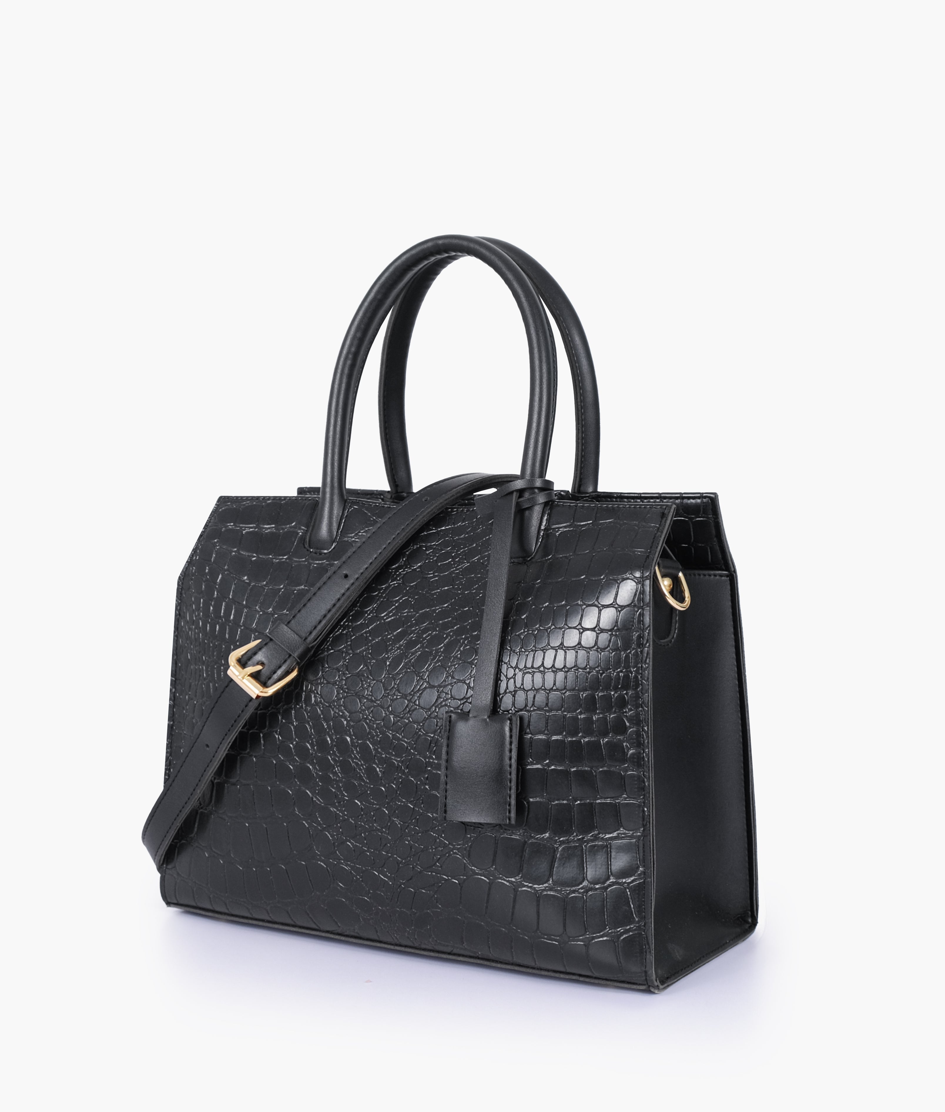 RTW Creation - Black crocodile vintage handbag