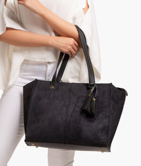 RTW Creation - Black suede over the shoulder tote bag