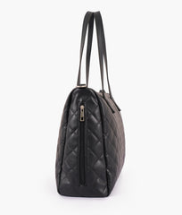 RTW Creation - Black quilted carryall tote bag