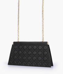 RTW Creation - Black quilted evening clutch with snap closure