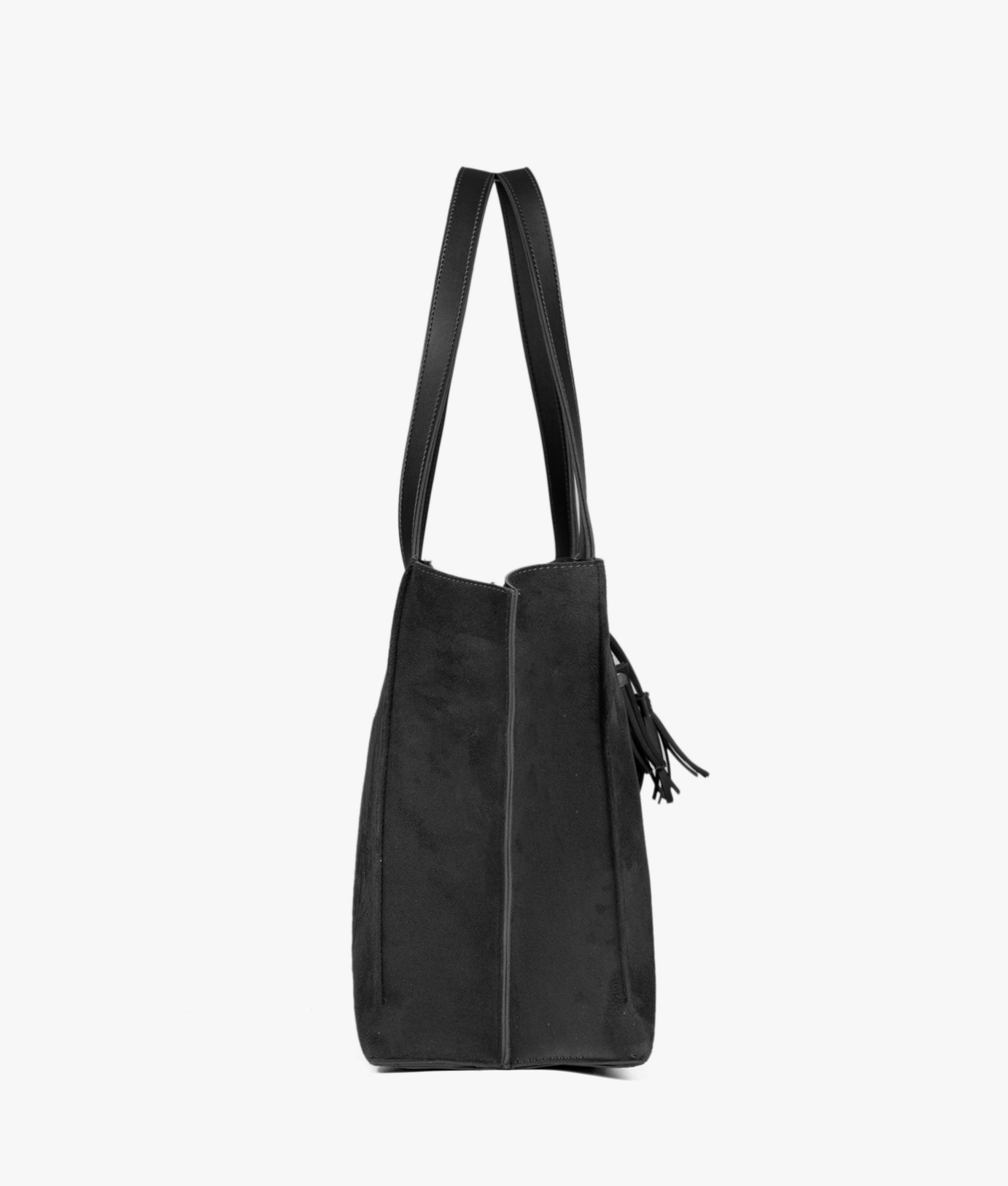 RTW Creation - Black suede over the shoulder tote bag