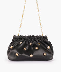 RTW Creation - Black snap closure clutch with chain handle