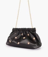 RTW Creation - Black snap closure clutch with chain handle