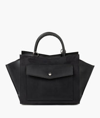 RTW Creation - Black suede top-handle bag