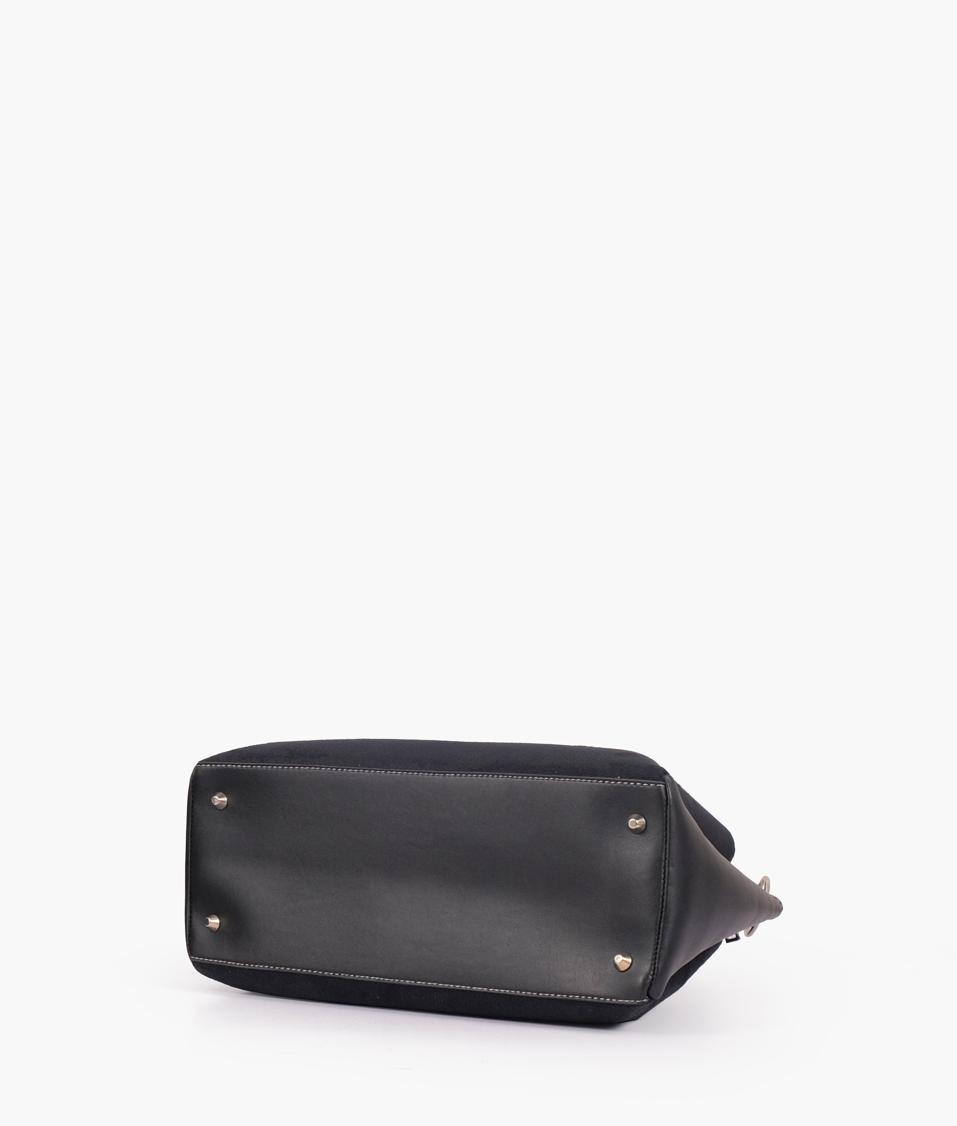 RTW Creation - Black suede handbag with braided handle