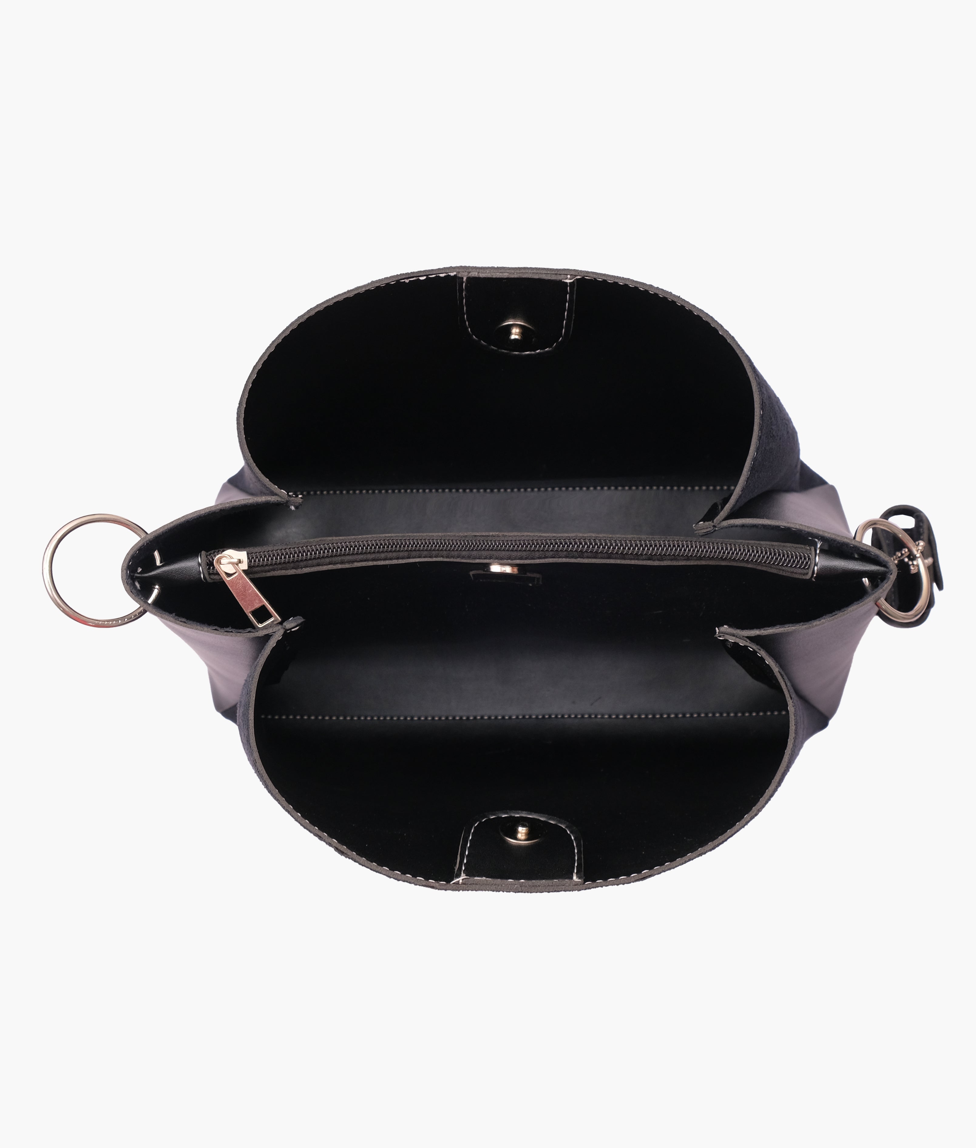 RTW Creation - Black suede handbag with braided handle