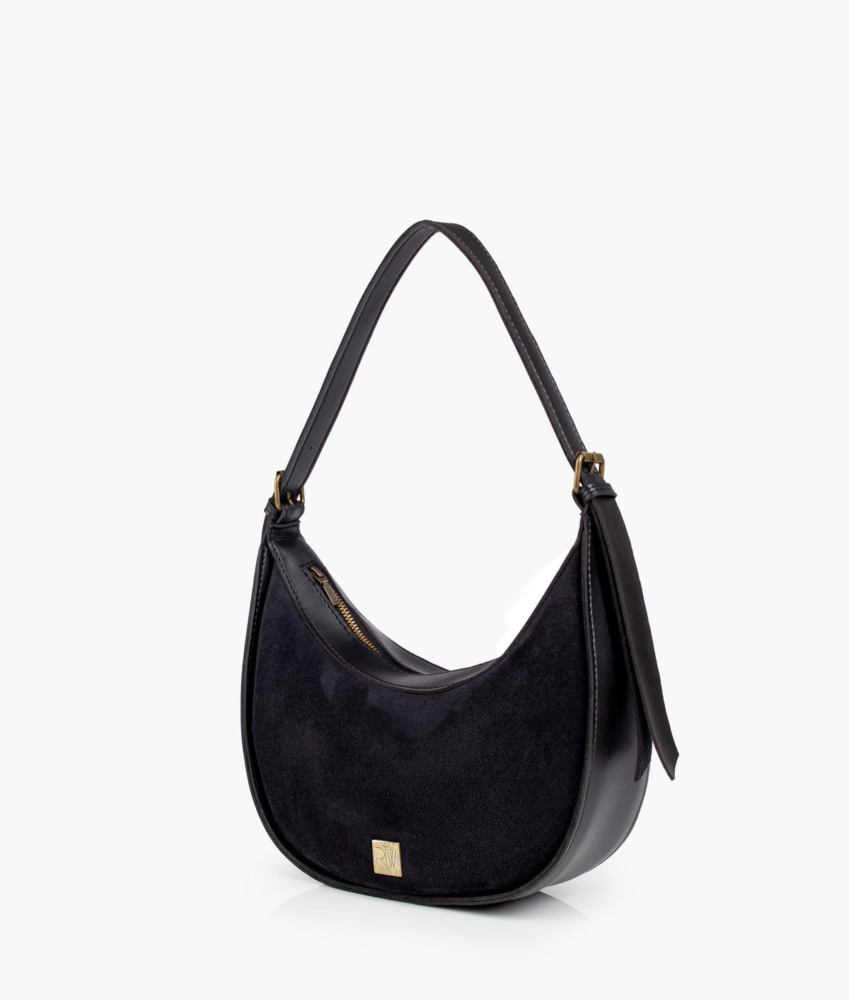 RTW Creation - Black suede hobo bag