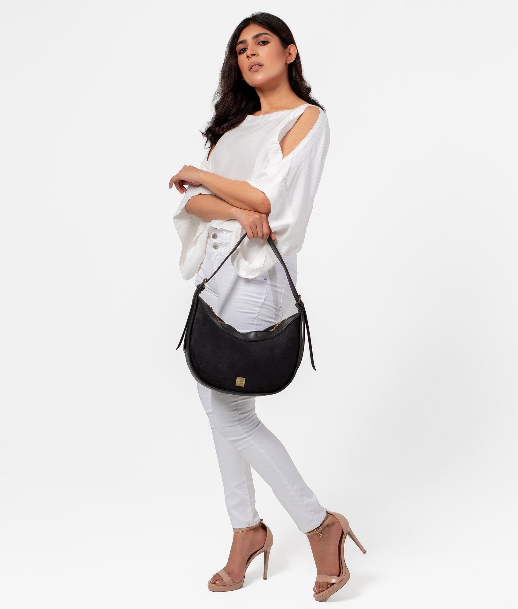 RTW Creation - Black suede hobo bag