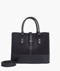 RTW Creation - Black suede multi-compartment shoulder bag