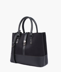 RTW Creation - Black suede multi-compartment shoulder bag