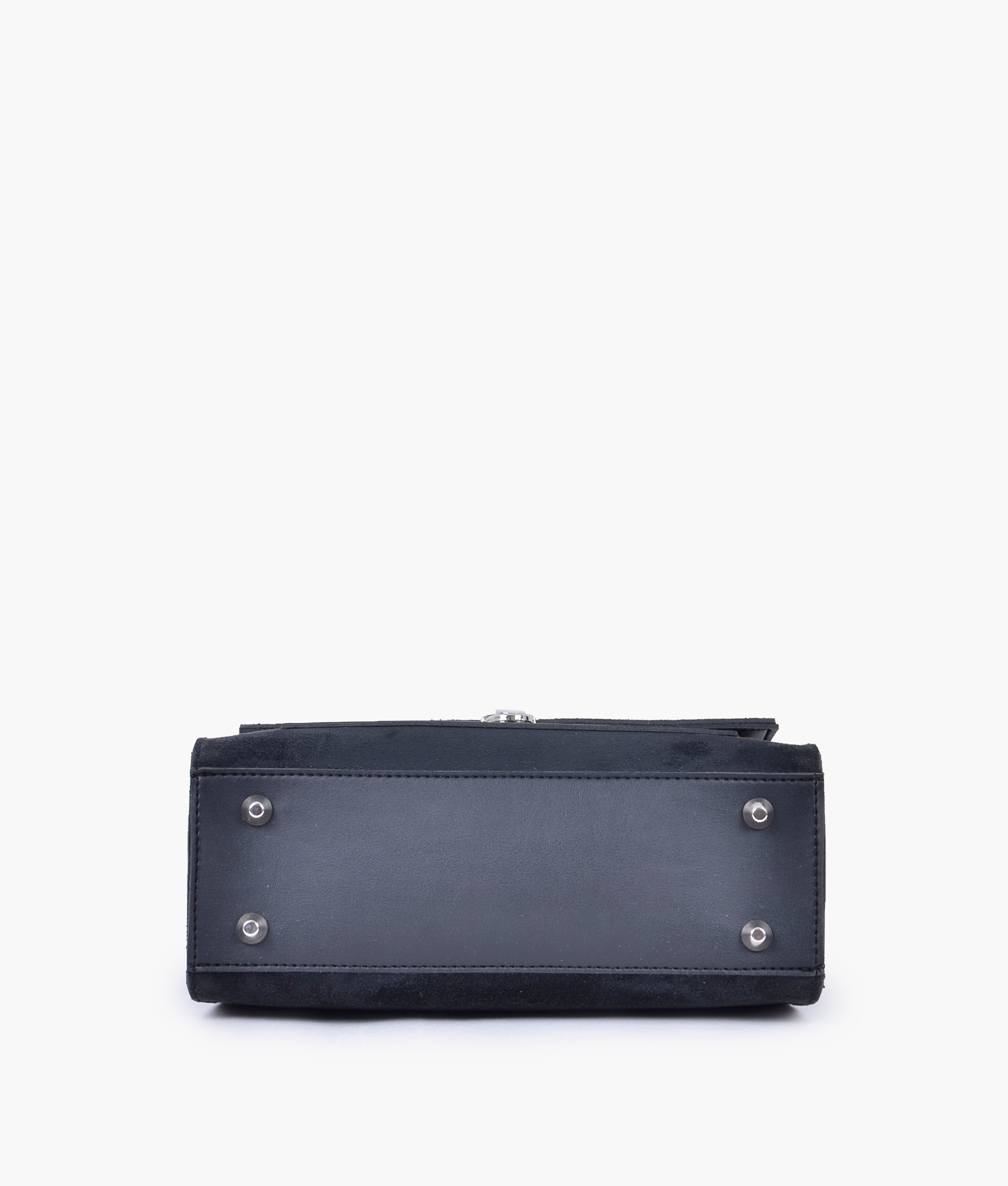 RTW Creation - Black suede push-lock messenger bag