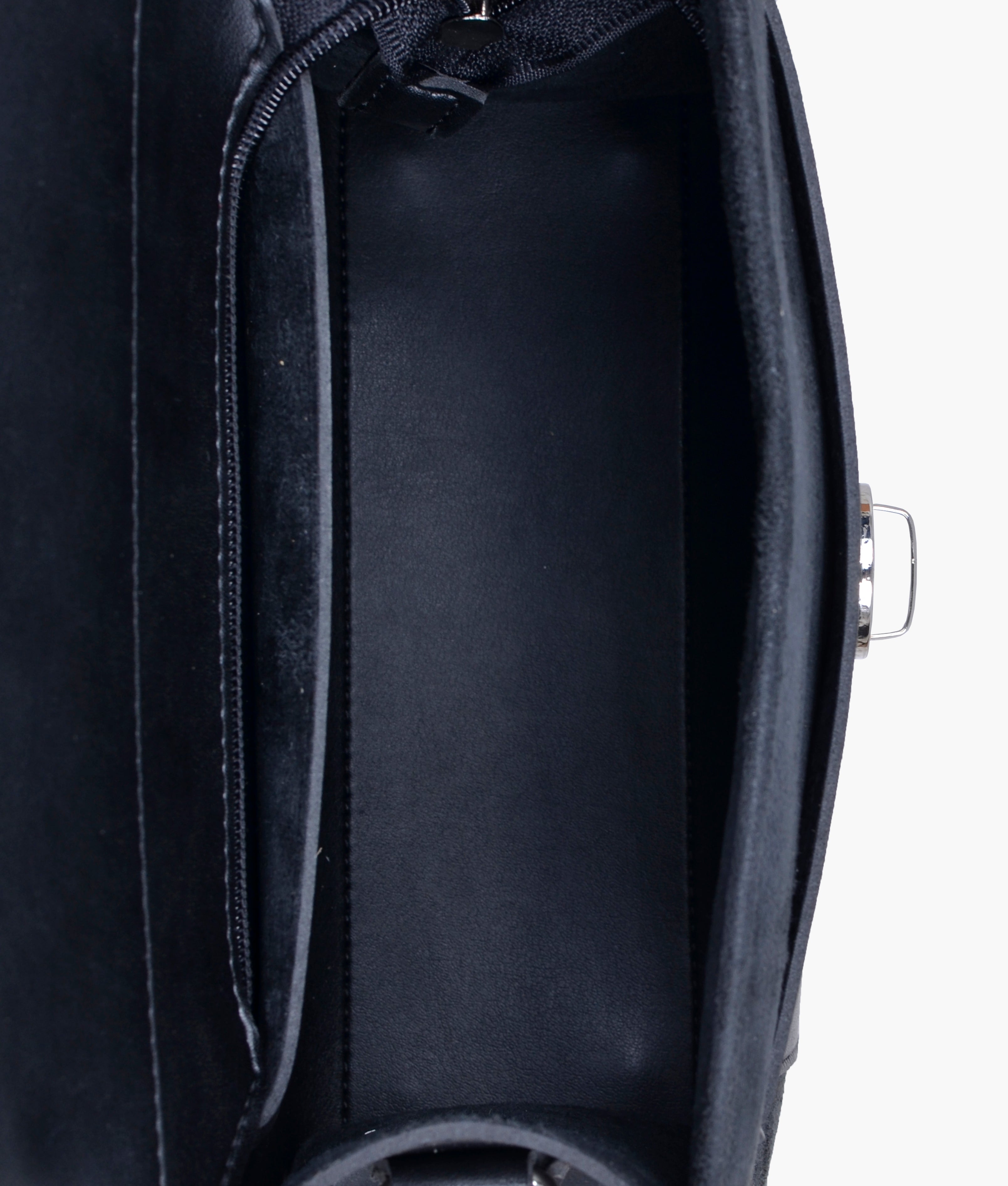 RTW Creation - Black suede push-lock messenger bag