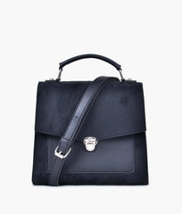 RTW Creation - Black suede push-lock messenger bag