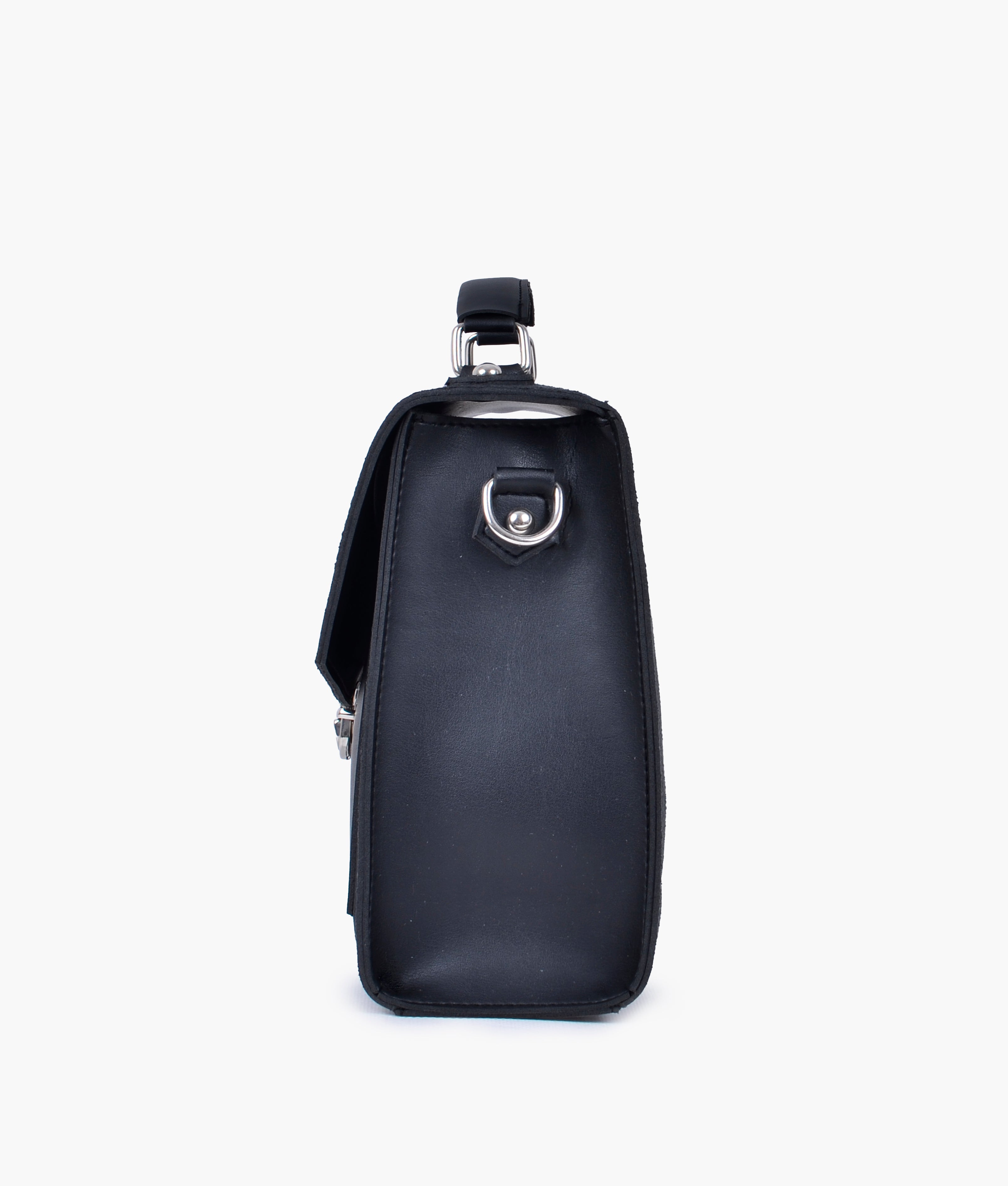 RTW Creation - Black suede push-lock messenger bag