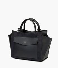 RTW Creation - Black suede top-handle bag